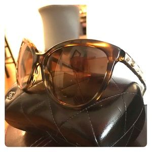 Chanel Sunglasses Crystals /Brown Gradient Cat Eye